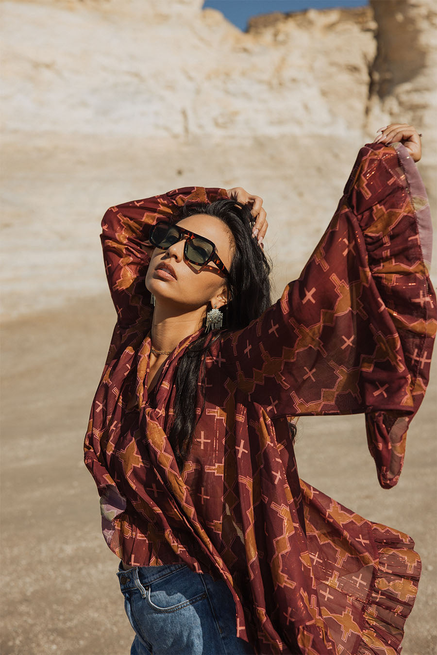 Taos Top - Magenta Geo